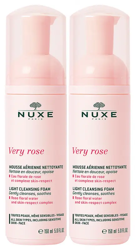 NUXE Very Rose Könnyű arctisztító hab DUOPACK 2x150 ml