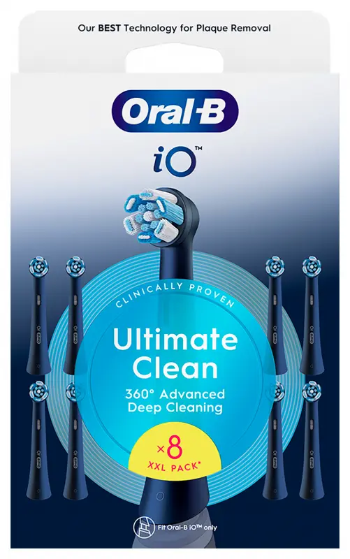 ORAL-B iO Ultimate Clean Pótfej Fekete XXL Pack 8 db
