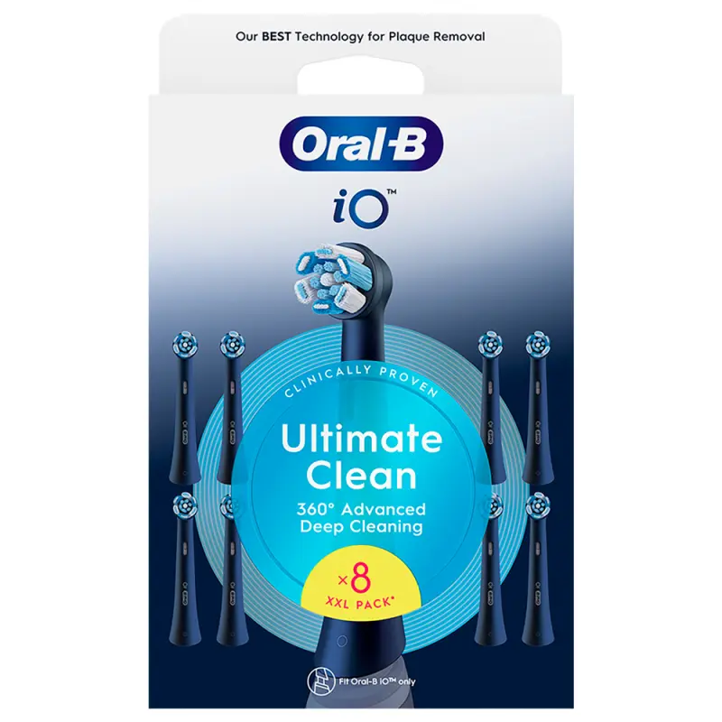ORAL-B iO Ultimate Clean Pótfej Fekete XXL Pack 8 db