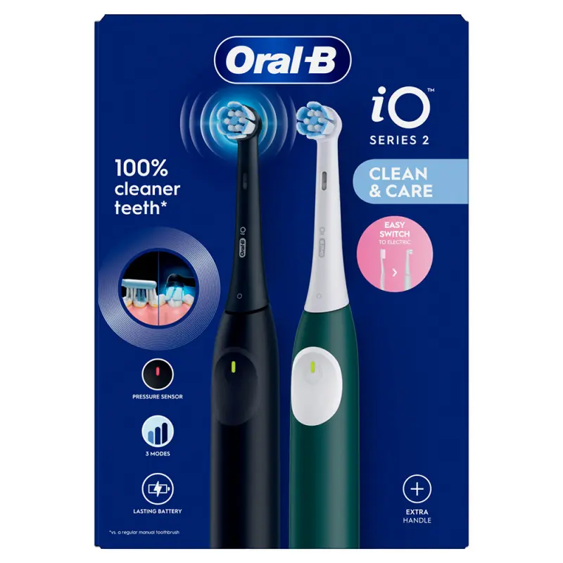 iO2 Elektromos Fogkefe DUOPACK Night Black + Forest Green