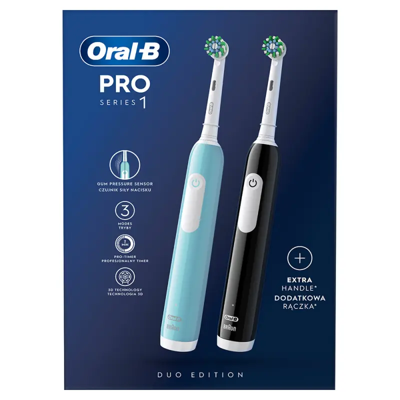 PRO1 Elektromos Fogkefe DUOPACK Blue + Black X-Clean
