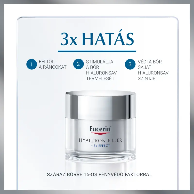 Hyaluron-Filler Ráncfeltöltő nappali arckrém száraz bőrre +3x Effect 50 ml