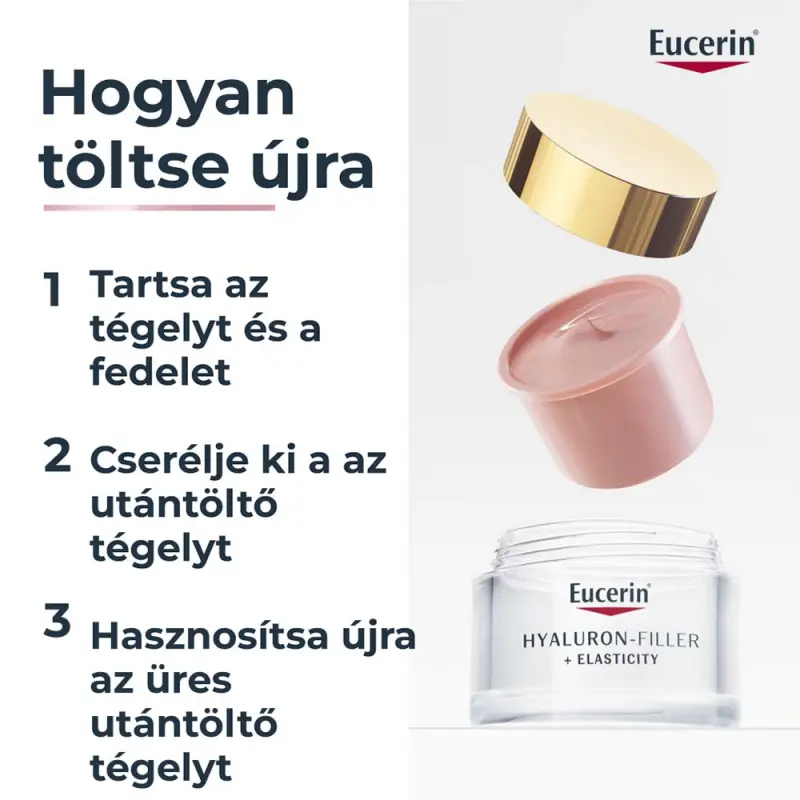 Hyaluron-Filler+Elasticity Bőrtömörséget Regeneráló Nappali Arckrém Rose SPF30 öko-utántöltő 50 ml
