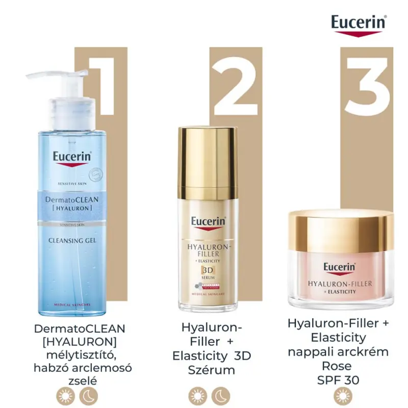 Hyaluron-Filler+Elasticity Bőrtömörséget Regeneráló Nappali Arckrém Rose SPF30 öko-utántöltő 50 ml