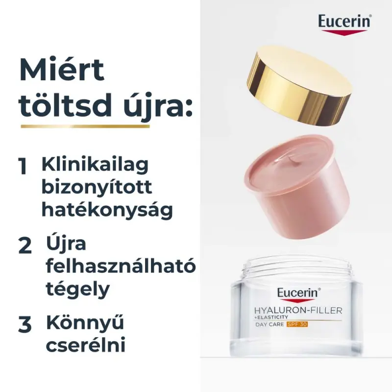 Hyaluron-Filler+Elasticity Bőrtömörséget Regeneráló Nappali Arckrém Rose SPF30 utántöltő 50 ml
