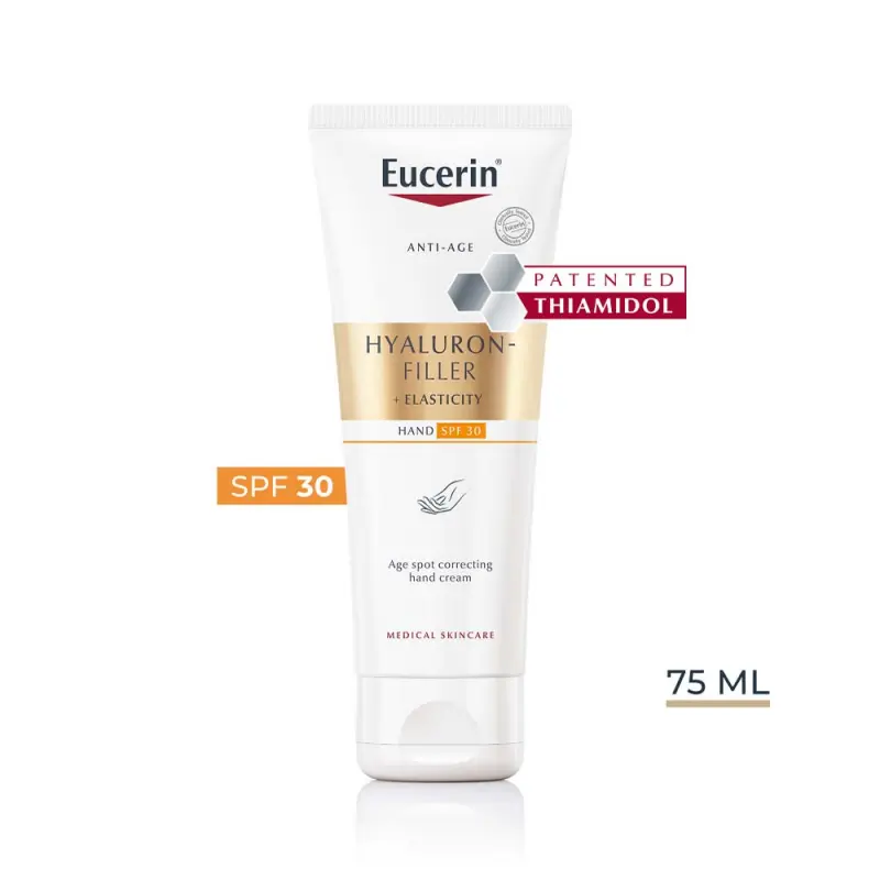 Hyaluron-Filler+Elasticity pigmentfolt halványító & bőrfiatalító kézkrém SPF30 (75 ml)