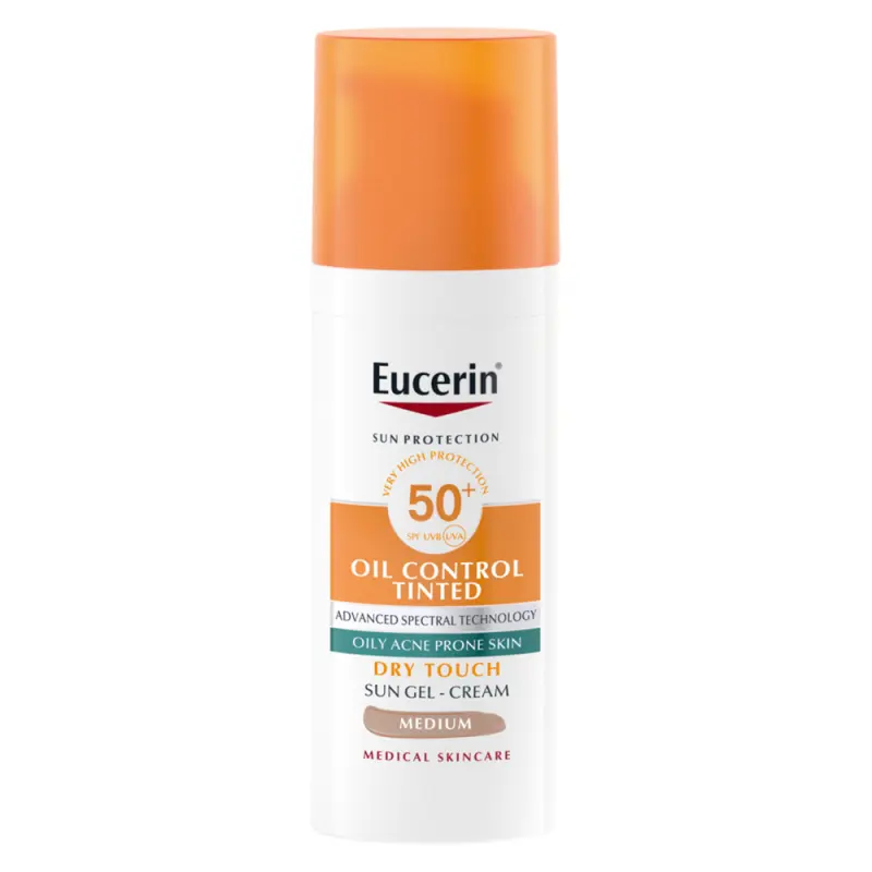 EUCERIN Sun Oil Control színezett napozó krém-gél arcra medium SPF50+ (50 ml)