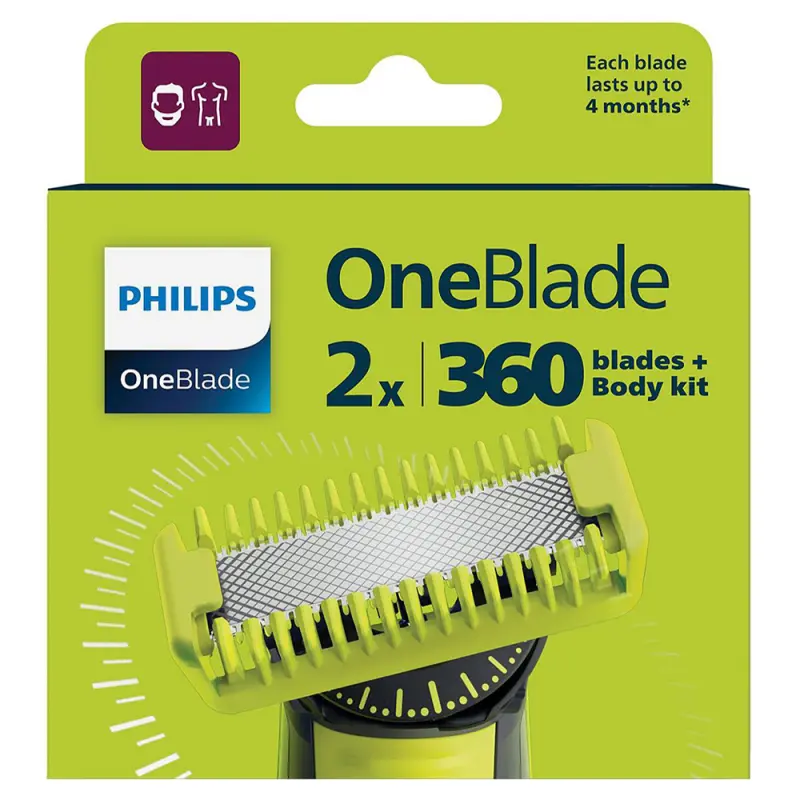 PHILIPS OneBlade Face+Body QP624/50 csere penge 2 db + testszőrnyíró készlet