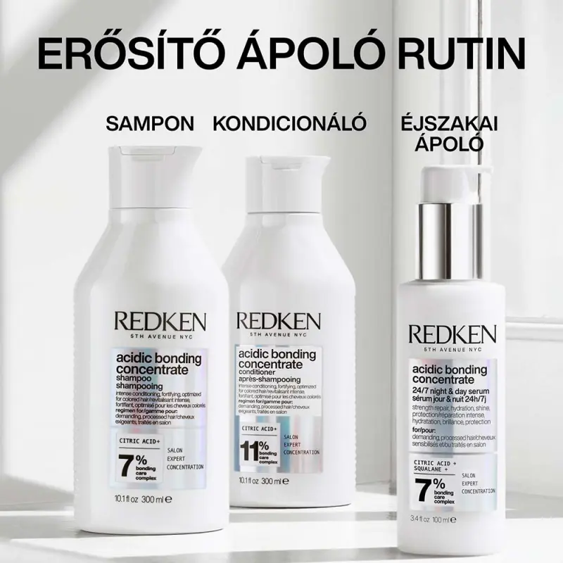 Acidic Bonding Concentrate 0-24 órás ápolást biztosító éjszakai és nappali szérum igénybe vett hajra 100 ml