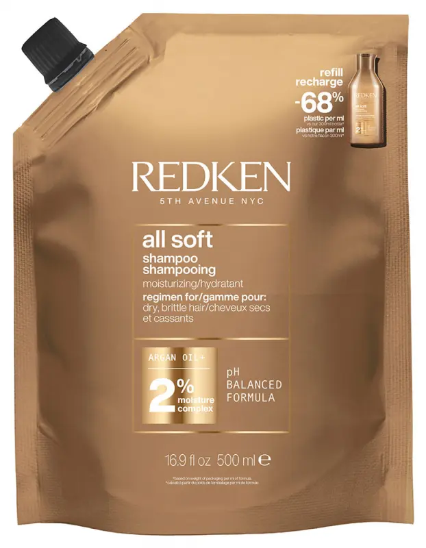 REDKEN All Soft Sampon száraz és töredezett hajra utántöltő 500 ml