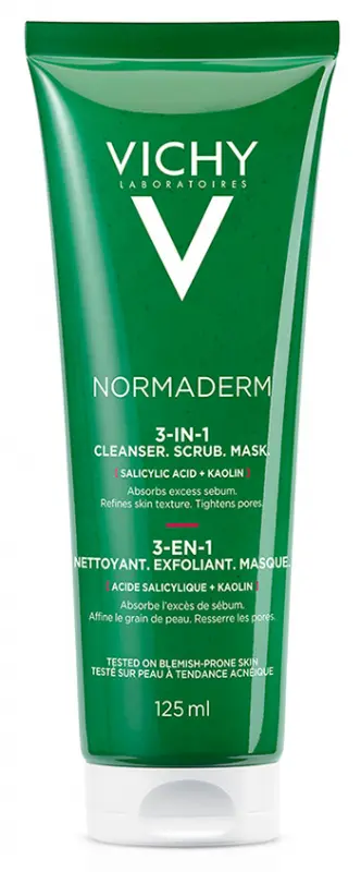 VICHY Normaderm Triactiv 3in1 arctisztító, -radír és -maszk 125 ml