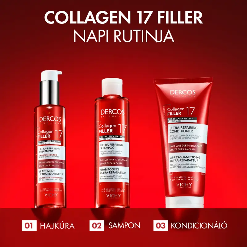 Dercos Collagen 17 Filler Ultra-Regeneráló sampon 200 ml