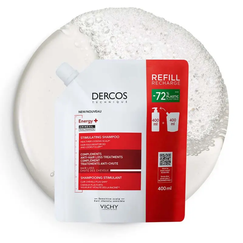 Dercos Energy+ Energiát adó sampon hajhullás ellen utántöltő 400 ml
