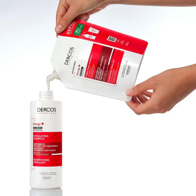 Dercos Energy+ Energiát adó sampon hajhullás ellen utántöltő 400 ml