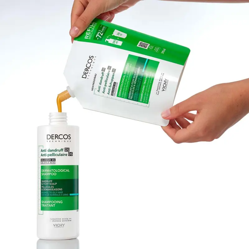 Dercos Korpásodás elleni sampon normál és zsíros hajra utántöltő 390 ml