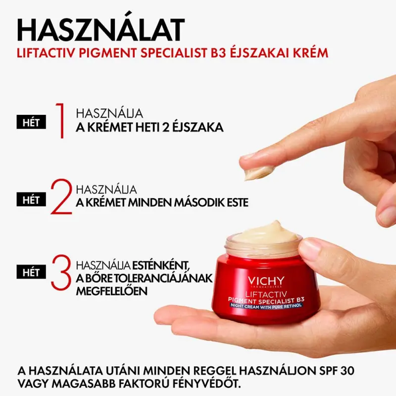 Liftactiv Pigment Specialist B3 Bőrtónus korrigáló éjszakai arckrém tiszta retinollal 50 ml