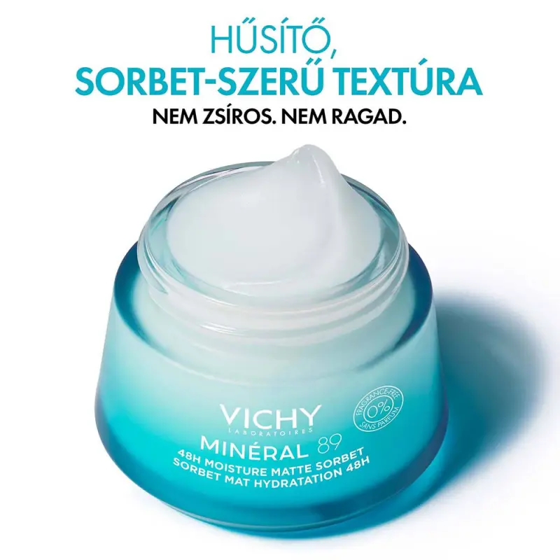 Minéral 89 Akár 48 órás hidratáló, mattító sorbet 50 ml